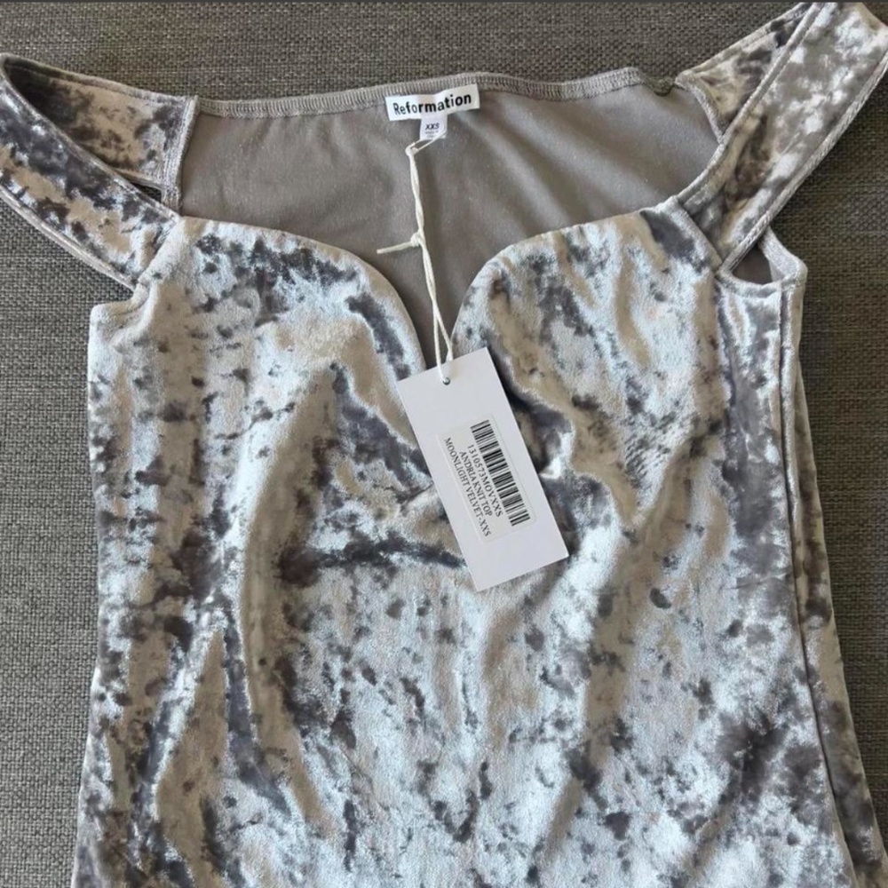 Reformation Grey Velvet Tank Top